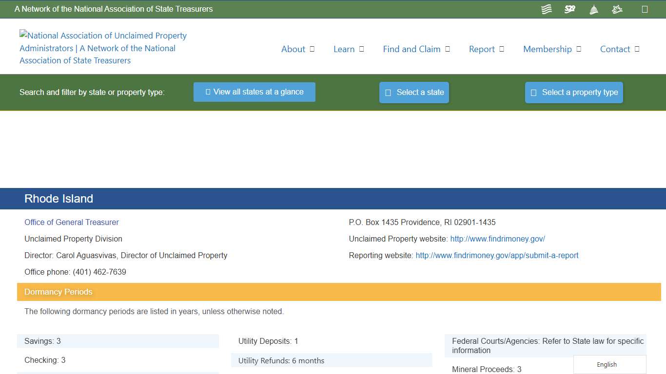 Rhode Island – National Association of Unclaimed Property Administrators (NAUPA)